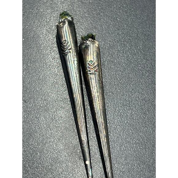 Bennett Signed Sterling Silver Turquoise Concho Bolo Clip Tips Native American - Picture 4 of 9